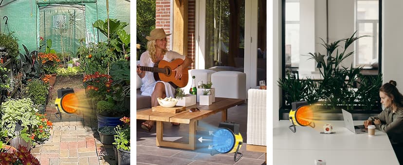 EAGLE PEAK 1500W Electrical Outdoor Heater with Thermostat, Heater for Greenhouse, Grow Tent, Garage, RV, Water Resistant IPX4, Overheat Protection Radiant Heating, Yellow