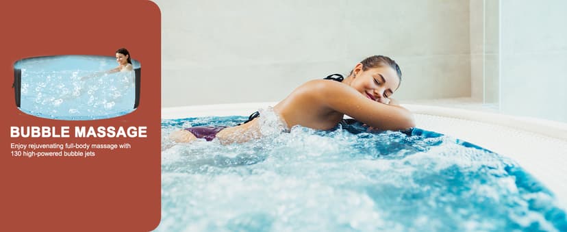 LILYPELLE 2-4 Person Inflatable Hot Tub, Portable Large Round Hottub with 120 Bubble Jets, Outdoor Spa Set Included Heater Pump, Filter and Spa Cover, 72" X 72" X 25"