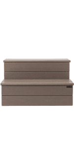 Hot Tub Steps - Wood-Looking Plastic, 100% Waterproof, Gray Non-Slip, Heavy Duty Outdoor Spa Stairs - Multi-Use for Porch, Fits Any Size