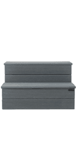 Hot Tub Steps - Wood-Looking Plastic, 100% Waterproof, Gray Non-Slip, Heavy Duty Outdoor Spa Stairs - Multi-Use for Porch, Fits Any Size