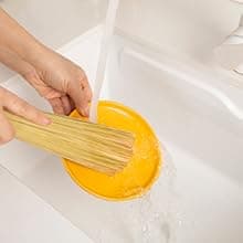 2 Packs,Bamboo Wok Brush, Refined Kitchen Cleaning Brush, Traditional Natural Bamboo Pot Brush, One Piece Structure,Powerfully Scrub Pots and Jars of Stains (Small, Flat Mouth)