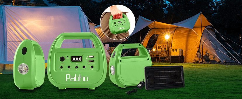 Portable Power Station with Solar Panels Included, Solar Generator with 3 LED Bulbs, USB Ports for Camping, Fishing, Emergency, Home Blackout