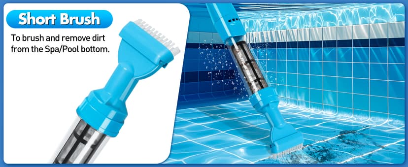 4-in-1 Handheld Pool Vacuum Cordless, 4000mAh Rechargeable Hot Tub Vacuum Spa with Telescopic Pole, Above Ground Pool Vacuum Cleaner, Suction Improved 30% Spa Wand Deep Cleaning for Debris