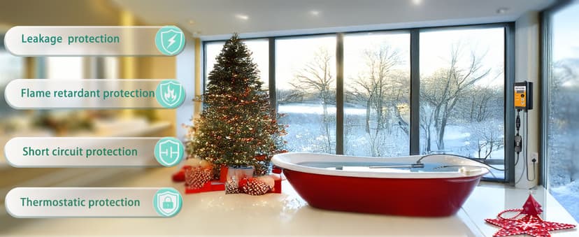 1800W Titanium Portable Fully Submersible Electric Pool And Hot Tub Immersion Water Heater - Gfci Plug, Thermostat For Bathtub, Inflatable, Swimming Above Ground Pools,Baptistry, Baptismal Pool