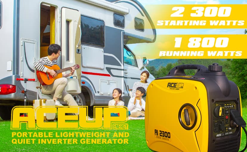 Aceup Energy 2300 Watt Portable Inverter Generator, Super Quiet Gas Generator for Home Use, EPA Compliant, Lightweight RV Ready