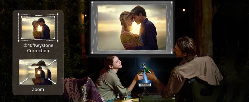 GooDee WiFi Bluetooth Mini Projector - 4K DLP Projector 1080P Support Pocket Pico Movie Projector with Tripod, Outdoor Video Portable Rechargeable Battery Short Throw for iPhone/Android