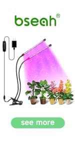 bseah Grow Light Plant Light Indoor Plants, Full Spectrum Clip Plant Growing Lamp, 10-Level Dimmable, Auto On Off Timing 3 9 12Hrs (2 Pack)
