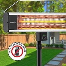 SereneLife Infrared Patio Heater, Electric Patio Heater for Indoor/Outdoor Use, Portable Stand Heater with Remote Control, 1500 W, for Restaurant, Patio, Backyard, Garage, Decks (Black)