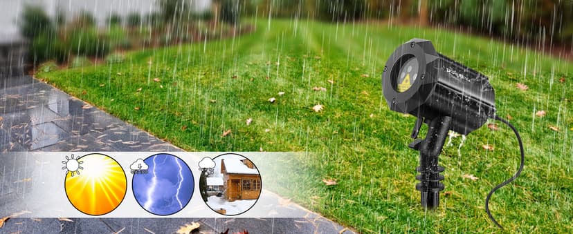 Poeland Christmas Laser Projector Lights Waterproof Outdoor Garden Decorative Lighting with Security Lock 3 Color Red Green Blue