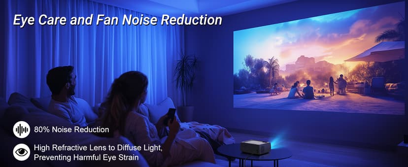 Projector with WiFi and Bluetooth, 4K Decode Outdoor Movie Use 500 ANSI Native 1080P with Auto Keystone HIFI Speaker, 270" Screen 50% Zoom Phone Mirror F410 Game Projector for HDMI/USB/PC/TV Stick/PS5