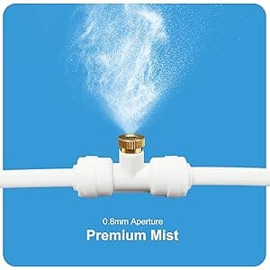 Misters for Outside Patio,Misting System for Cooling Outdoor,50Ft (15M),Water Mist Hose DIY Kit for Porch,Canopy,Deck,Umbrella,Garden,Greenhouse,Yard,Plants,Trampoline Sprinkler Accessories for Kids