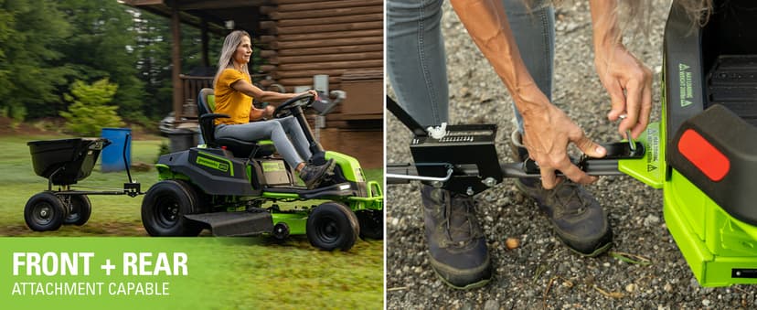 Greenworks PRO 80V 42” Electric Lawn Tractor, Riding Lawn Mower with (4) 5.0Ah Batteries and (600W) Plug in Charger