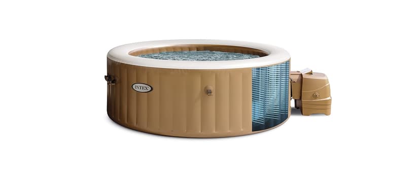 Intex PureSpa 6 Person Bubble Massage Inflatable Hot Tub Spa Set, Sahara Tan - Portable Outdoor Spa Plus Water Heater Pump, Foam Cover, Dispenser Ball