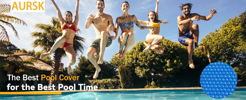 AURSK Solar Pool Cover,12mil 18x9 Foot Solar Pool Blanket for In-Ground and Above Ground Swimming Pools,Rectangular Thermal Pool Cover,Blue(9x18FT)