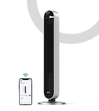 Dreo Tower Fan for Bedroom, 25ft/s Velocity 28dB Quiet Floor Fan, 90° Oscillating Fans for Indoors with 4 Speeds, 4 Modes, 8H Timer, Bladeless Standing Fan, Black, Nomad One (DR-HTF007)