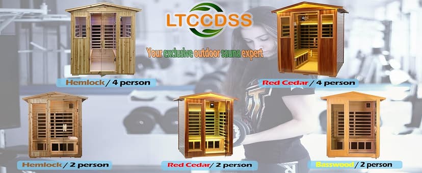 LTCCDSS Garner Outdoor Sauna 4 Person, Far Infrared Sauna, Low EMF Sauna Room for Home, Low EMF Heaters | Chromotherapys | Bluetooth Speakers | Canadian Hemlock | 59.1 * 82.7 * 48.4