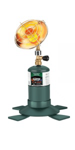 KOMAN Propane Heater for Tent, Camping & Patio - Portable Outdoor Heater with 1lb Propane Tank & 20-40lb POL Adapter, Safety Shut-off Valve & Tip-over Switch