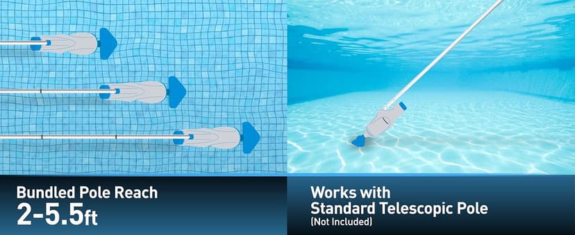 KOKIDO (2025 Upgrade) Rechargeable Handheld Pool Vacuum with Dual Brush Heads and Aluminum Pole, 60 mins Cordless Spot Cleaning Suction, Above Ground Pool, Hot Tub, Spa and Pools to 20ft, XTROVAC 110