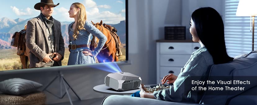 YOWHICK 4K Projector with WiFi and Bluetooth, 20000L Native 1080P Outdoor Portable Movie Projector, Smart Video Projector, 50% Zoom/400" Display, Compatible with HDMI/USB/PC/TV/PS5/DVD/Android/iOS