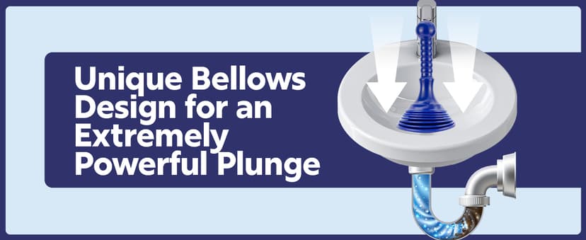 Luigi's Sink and Drain Plunger for Bathrooms, Kitchens, Sinks, Baths and Showers. Small and Powerful, Commercial Style 'Plumbers Plunger' with Large Bellows