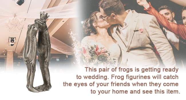 Frog Decor Garden Statue Decor Outside - Couple Kiss Plog Statue Outside Frog Figurines for Yard Patio Lawn Decorations Couple Frogs Front Yard Decorations Outdoor 3.5" 2" 8.75"
