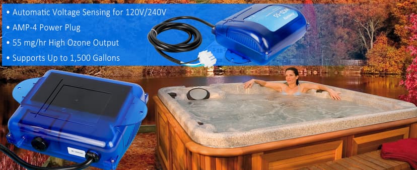 HCD-55 Spa Ozone Generator Kit - Universal 120V/240V Compatibility for All Hot Tubs & Swim Spas up to 1500 Gallons, Complete Set with Accessories