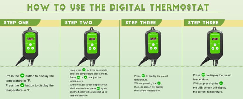 Greenhouse Heater with Adjustable Thermostatic - Outdoor Space Heating Fan for Flower Houses, Grow Tent, Overheating Protection, Fast Heating, Patio & Garage, Yellow