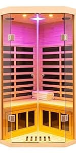 Red Cedar 4 Person Outdoor Ultra-Low EMF(0.5mg) Infrared Sauna, Multi-Person Home Sauna spa, 2160w,12 Heating Panels, LCD Control Panel, Bluetooth Speaker, Chromotherapy Lights, Reading lamp