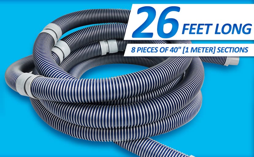 POOLWHALE Professional Swimming Pool Vacuum Cleaner Hose -1.5” 8 Piece Hoses, Perfect Vacuum Extension/Replacement - Compatible with all Major Automatic Pool Cleaners