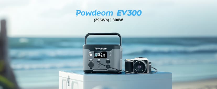 300W Portable Power Station, Powdeom 296Wh Power Bank with AC Outlet, Solar Generator Laptop Charger, Battery Backup Power Supply for Camping, Outdoors, Home Emergency Outage