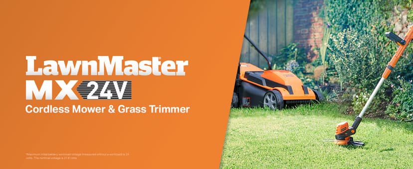 LawnMaster 20VMWGT 24V Max 13-inch Lawn Mower and Grass Trimmer 10-inch Combo with 2x4.0Ah Batteries and Charger