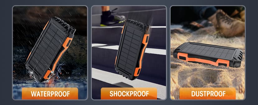 Power-Bank-Solar-Charger - 42800mAh Portable Charger,Solar Power Bank,External Battery Pack 5V3.1A Qc 3.0 Fast Charger Built-in Super Bright Flashlight (Orange)