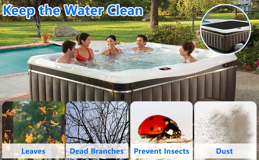 7 x 7 FT Spa and Hot Tub Cover, 16Mil Square Hot Tub Thermal Blanket, Insulation Solar Blanket Bubble Cover for Energy Efficiency & Safety