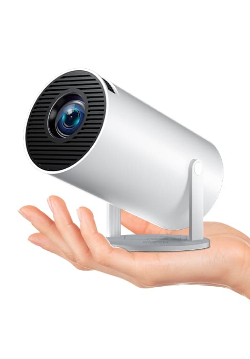 Smart HY300 Projector With Built-in Apps, Wifi Bluetooth 4K 1080P, Auto Keystone, Short Throw and 180 Adjustable, Mini Portable Outdoor Movie (White)
