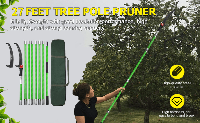 27 Feet Tree Pole Pruner Manual Branches Trimmer Tree Branch Garden Tools Loppers Hand Pole Saws Extendable Height