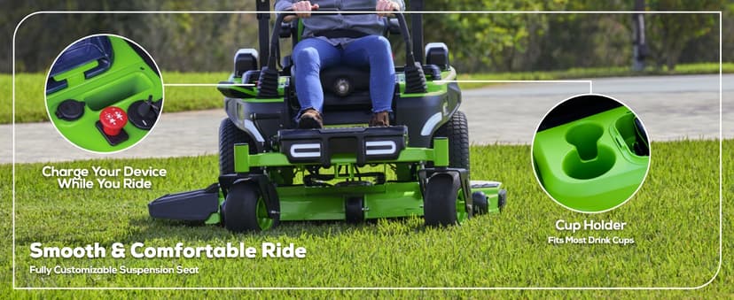 Greenworks 80V 60" Zero Turn, (2) 12.0Ah + (4) 8.0Ah Batteries + Wall Charger