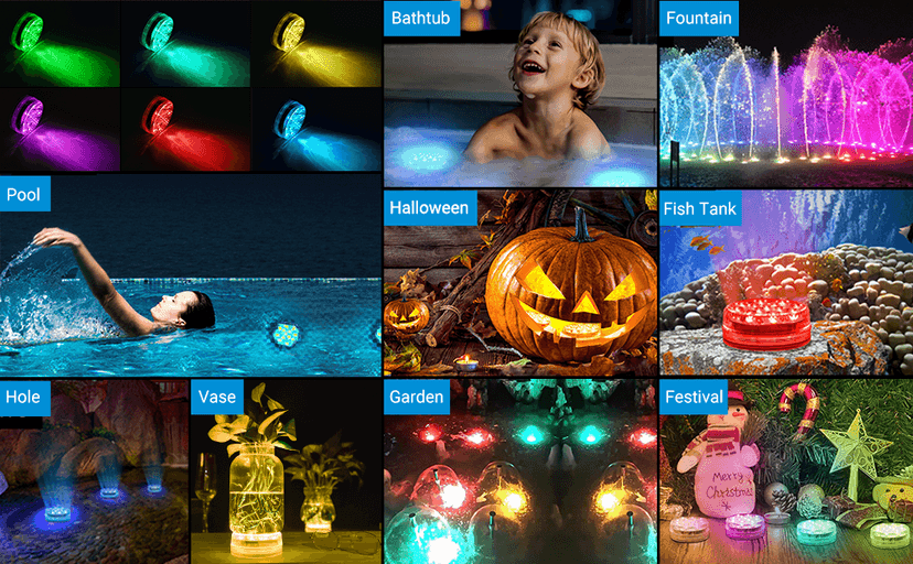 LOFTEK Submersible LED Lights with Remote, 13 LED Pool Lights for Inground Above Ground Pool with Magnets &Suction Cups,16 Color Changing Underwater Light for Ponds Battery Operated, 1 Pack