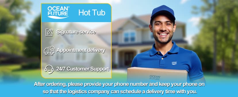 OCEAN FUTURE Outdoor Hot Tub, Massage Spa with 35 Jets, 240V Outdoor Spa with LED Lights, Control Panel and Ergonomic Seat Fits 6 People, Acrylic Hot Tub Spas 85" x 85"