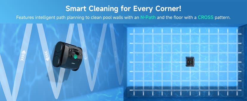 (2025 Upgrade) WYBOT C1 Robotic Pool Vacuum for Inground Pools, 150min Runtime Cordless Pool Cleaner, 4-in-1 Wall & Waterline Cleaning Up to 1,614Sq.ft, Smart Navigation, App Support