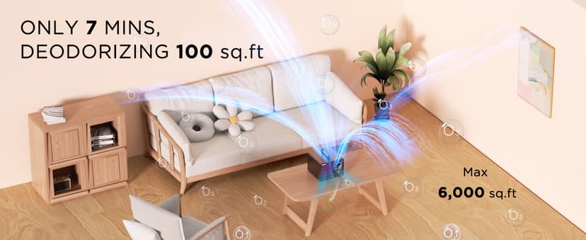 ONAMOR Ozone Generator Odor Eliminator 70000mg, High Capacity Ozone Machine Odor Removal Up to 6000 Sq.Ft, Ionizer Ozonator for Smoke, Car, Basement And Pet Room, Black