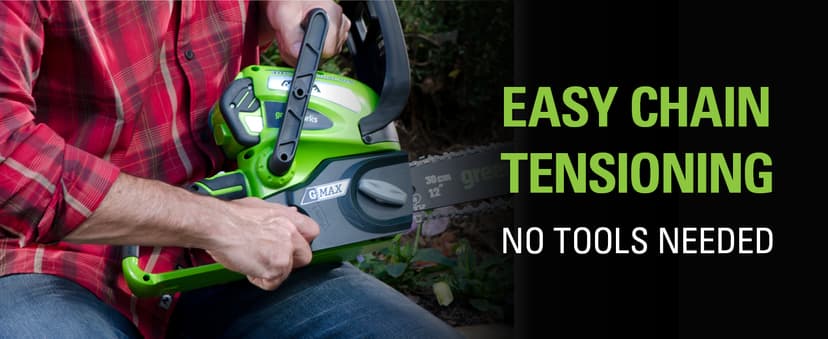 Greenworks 40V 12" Cordless Compact Chainsaw (Great For Storm Clean-Up, Pruning, and Camping), 2.0Ah Battery and Charger Included