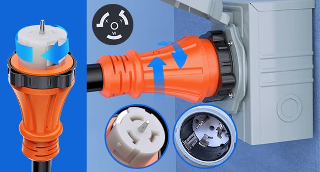 Nilight 50 Amp 50FT Generator Extension Cord 250V Heavy Duty 6/3+8/1 Gauge Pure Copper STW Wire ETL Listed 4 Prong 14-50P SS2-50R&CS6364 50F/50M Cable Suit for RV Home Use