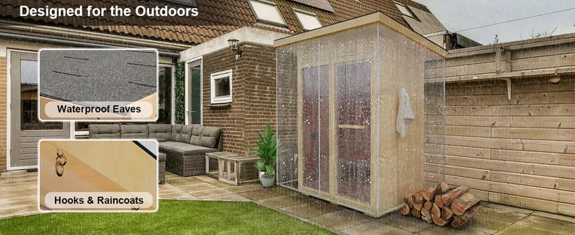 Infrared Sauna, Full-Spectrum Infrared Outdoor Saunas for Home - Dry Heat Sauna, Wooden Sauna Room with Beauty Lamp (Outdoor Sauna 2 Person)