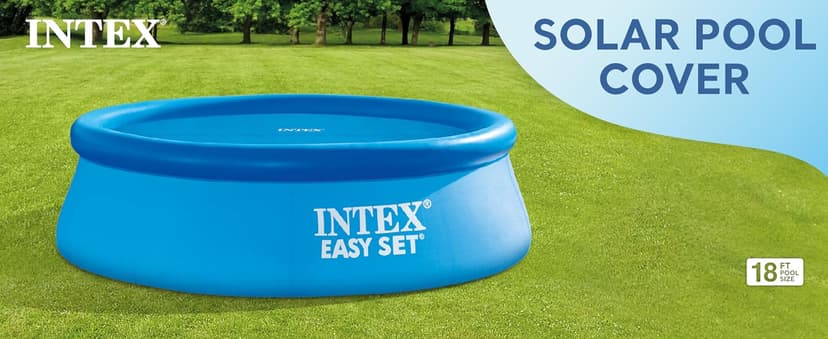 Intex 28015E Solar Pool Cover: for 18ft Round Easy Set and Metal Frame Pools – Insulates Pool Water – Reduces Water Evaporation – Keeps Debris Out – Reduces Chemical Consumption