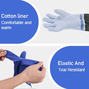 MUMUKE Long Waterproof Gloves, Long Chemical Gloves, Reusable, Padded Cotton Lined/Acid & Oil Resistant 28 inch