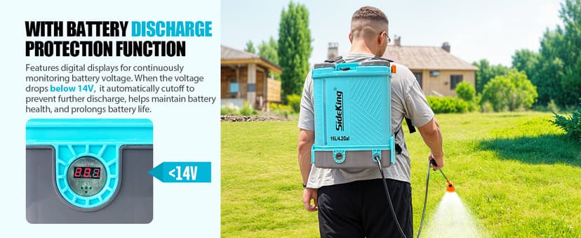 Battery Powered Backpack Sprayer 4 Gallon, 0-100 PSI Adjustable Pressure Sprayer Compatible with Makita 18V Battery, Electric Sprayer with Wand, 5 Nozzles, 2.6Ah Battery&Charger Included