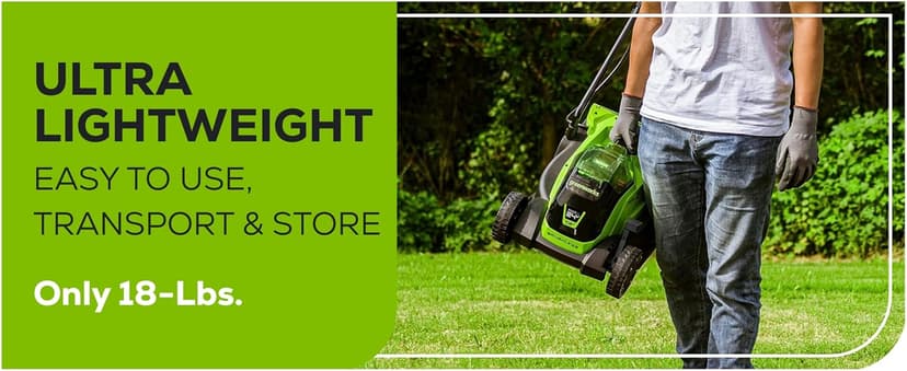 Greenworks 24V 13" Brushless Cordless (Push) Lawn Mower, 4.0Ah Battery and Charger Included
