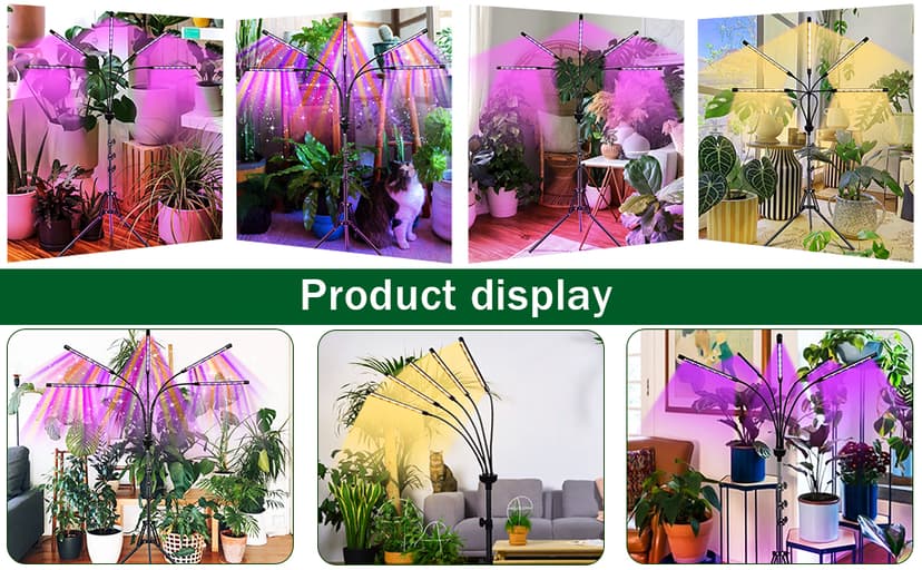 KEELIXIN Grow Lights for Indoor Plants,5 Heads Red Blue White Full Spectrum Plant Light with 15-60" Adjustable Tripod Stand, Indoor Grow Lamp with Remote Control and Auto On/Off Timer Function