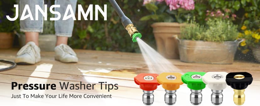 Pressure Washer Tips Power Washer Soap Nozzle Tips Multiple Degrees 1/4 Quick Connect Design Up to 4,500 PSI 2.5 GPM(5-Pack)