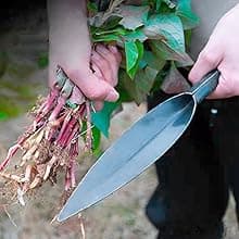 Willow Leaf-Shaped Garden Trowel Tool 12-inch Hand Shovel High-Carbon Steel Material One-Piece Forged Heavy Duty Manual Tool Potting Digging Transplanting Planting Weeding (Grey)